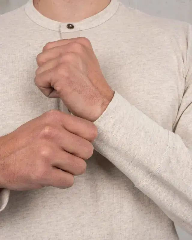 1927 HENLEY SHIRT LONG SLEEVE - Ecru Melange - Raw Denim