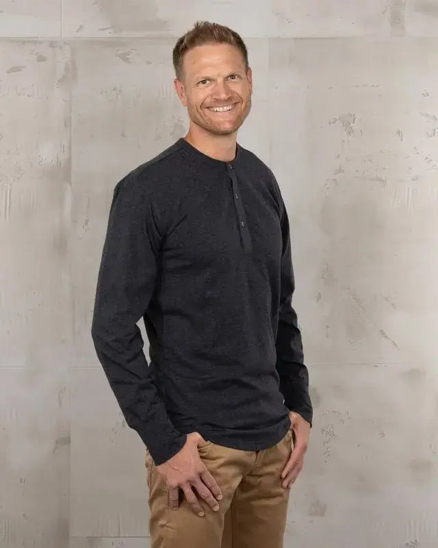 1927 HENLEY SHIRT LONG SLEEVE - Iron Grey - Raw Denim