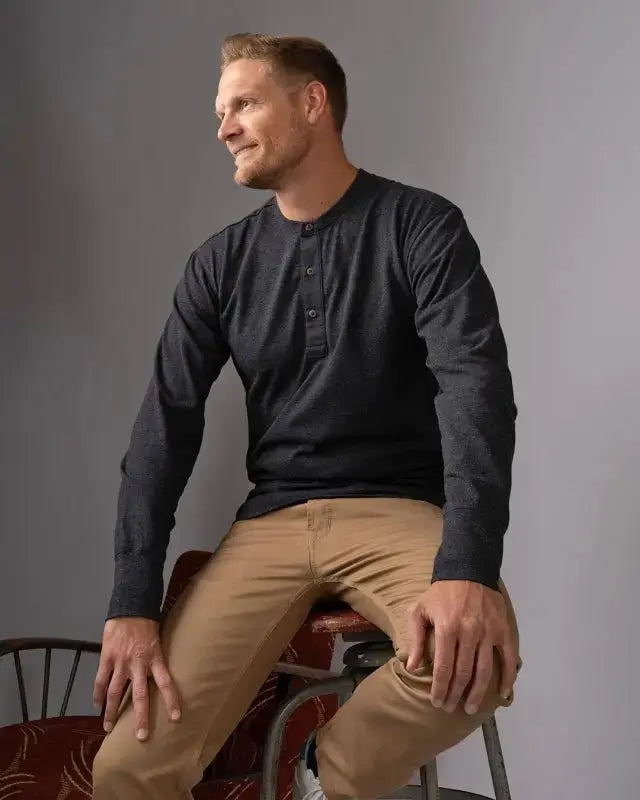 1927 Henley Shirt Long Sleeve – Iron Grey
