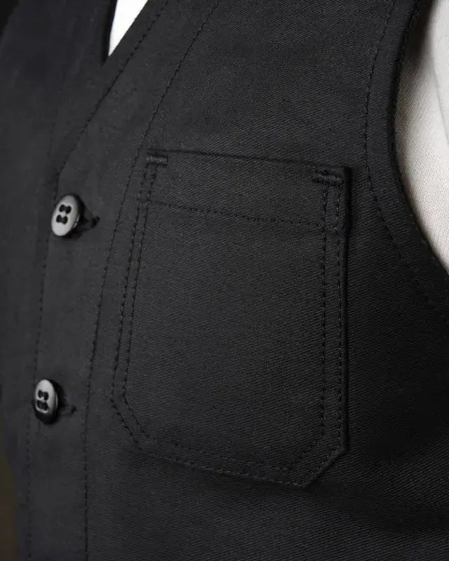 1937 ROAMER VEST - Elephant Skin Black - Raw Denim