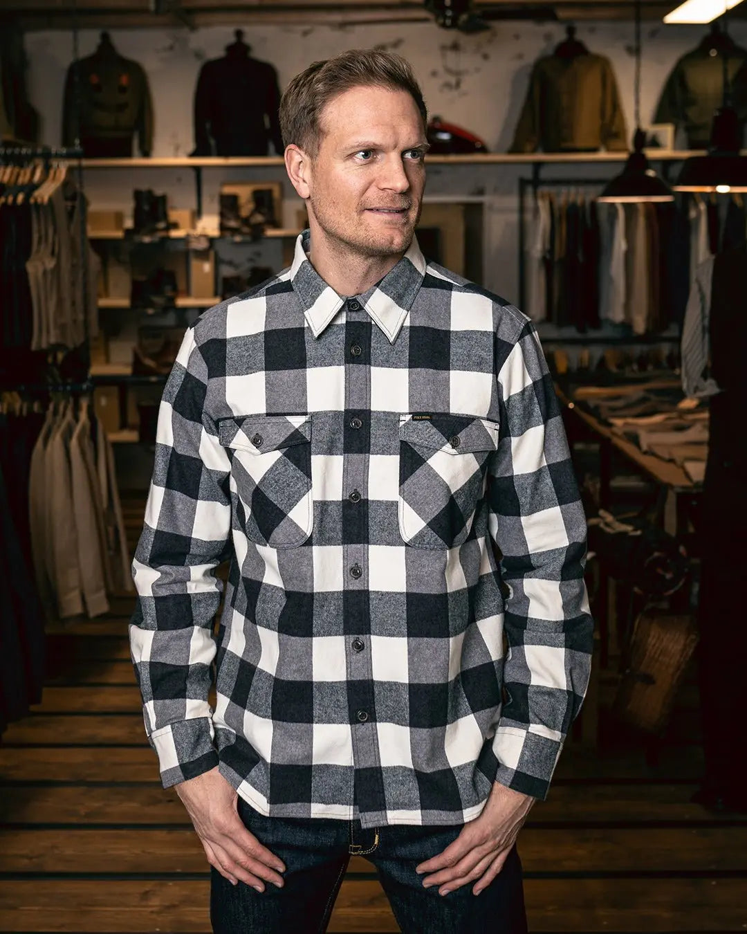 1943 CPO SHIRT - Buffalo White Flannel - Raw Denim