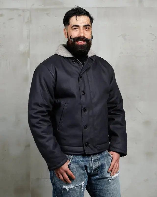 1944 N1 DECK JACKET - Elephant Skin Asphalt - Raw Denim