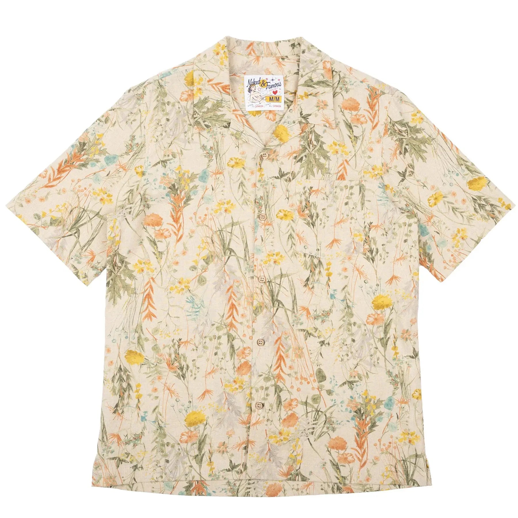 ALOHA SHIRT - Flower Painting Naked & Famous Denim