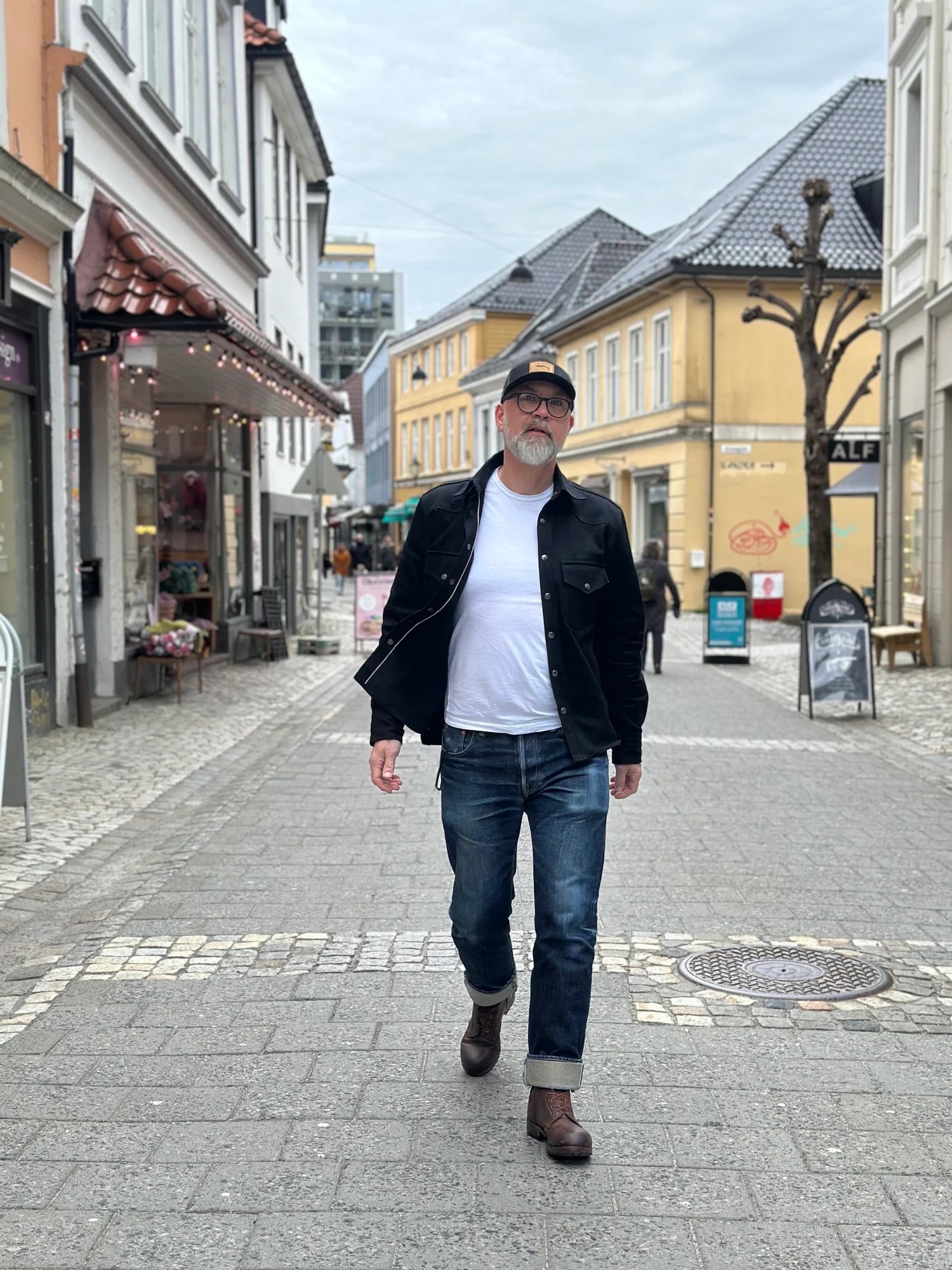 Western Shirt - 12oz Raw Selvedge Denim - Black - Bergen Denim