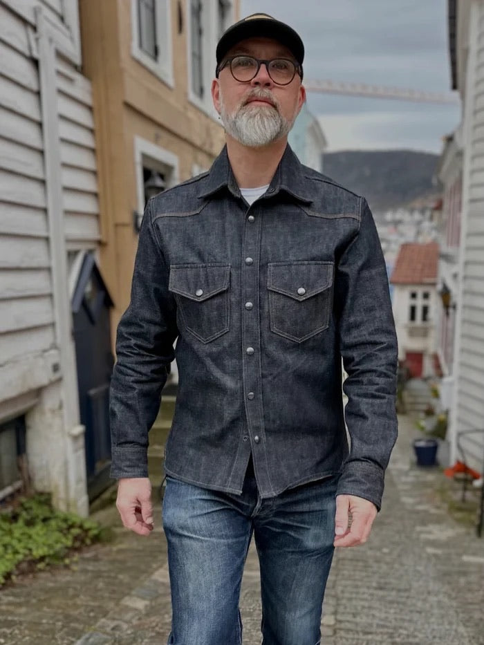 Western Shirt - 14.6oz Raw Selvedge Denim - Indigo - Bergen Denim