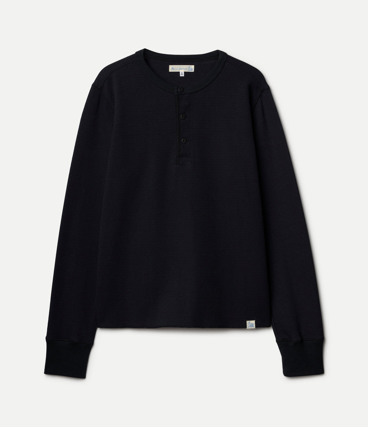 Classic Fit Long Sleeve Thermal Henley - Black