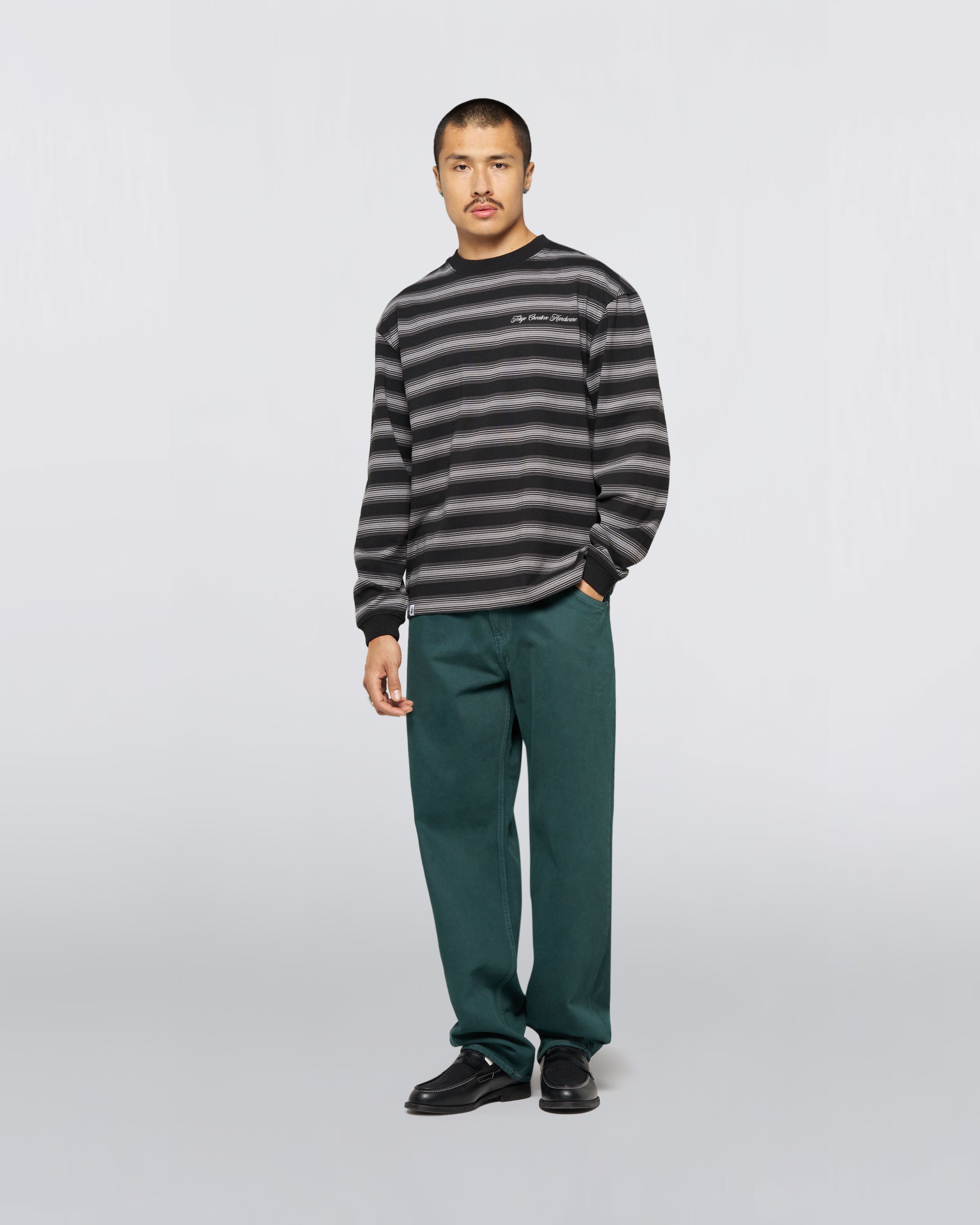 Bolton T-Shirt LS – Ecotec Bomull & Resirkulert Polyester (240g) – Black / Grey – EDWIN