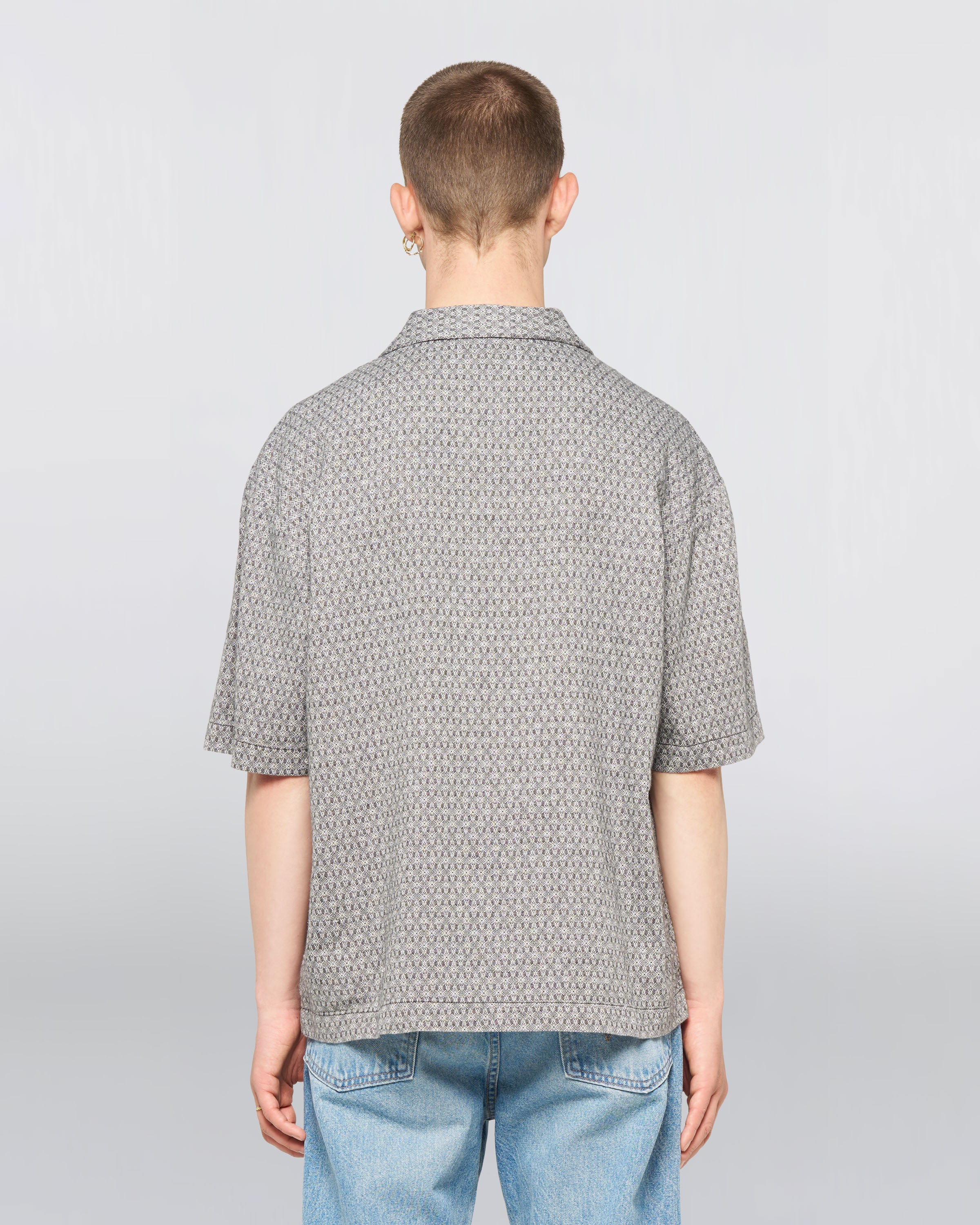 Saga Shirt SS – Kaleidoscope Weave (155g) – Black / White – EDWIN