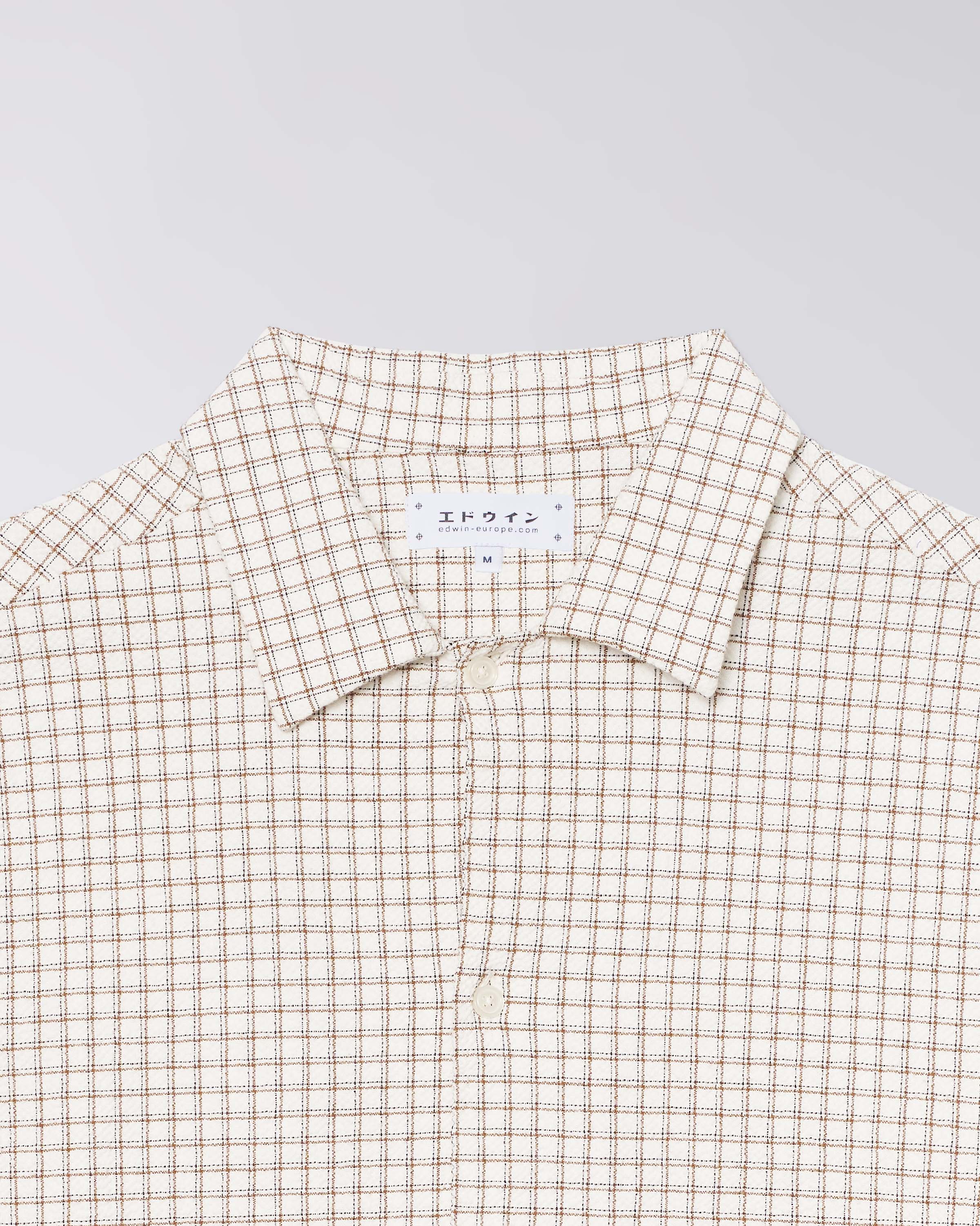 Edwin Zed Shirt SS - White/Brown