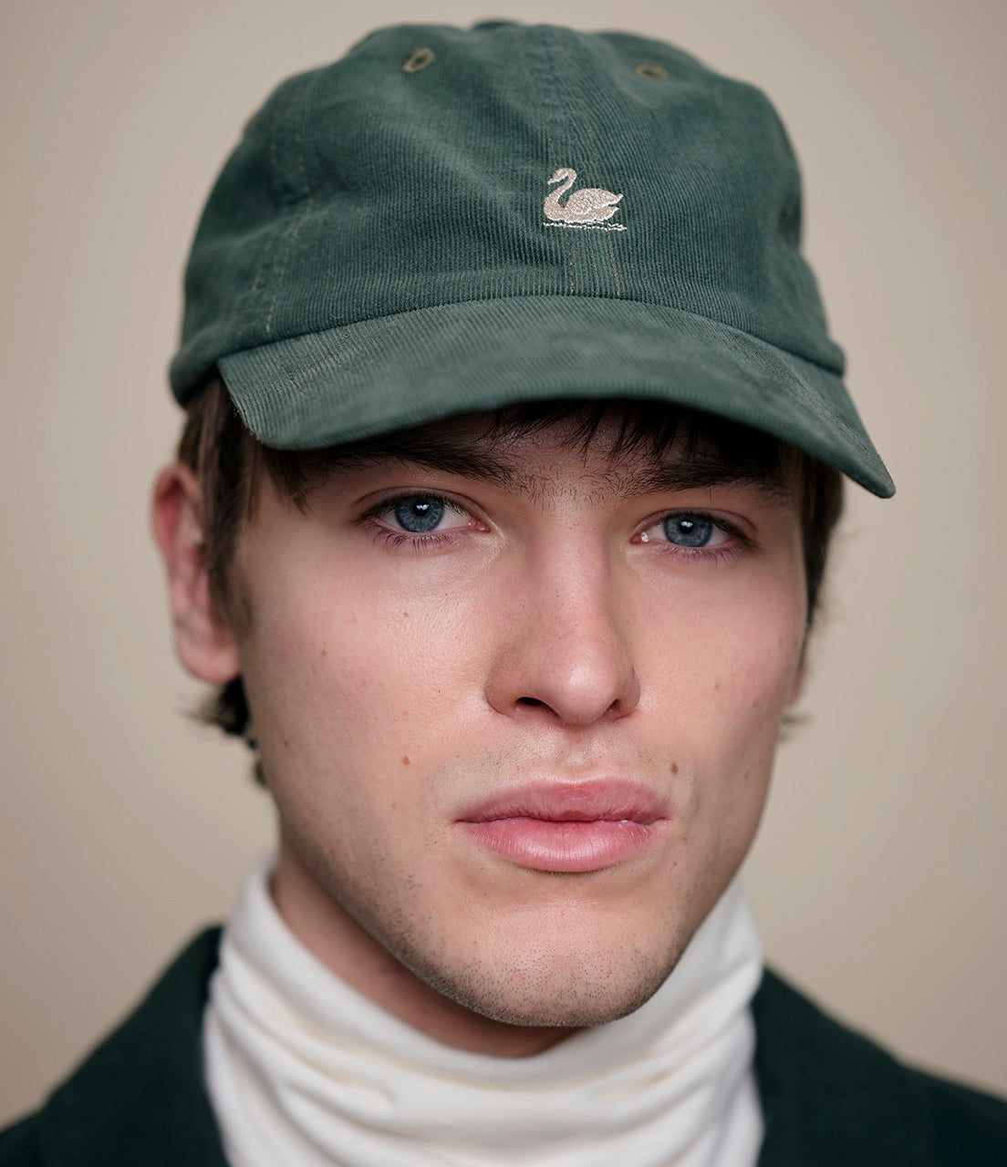 Swan Logo Cotton Cordoroy Cap - Forest