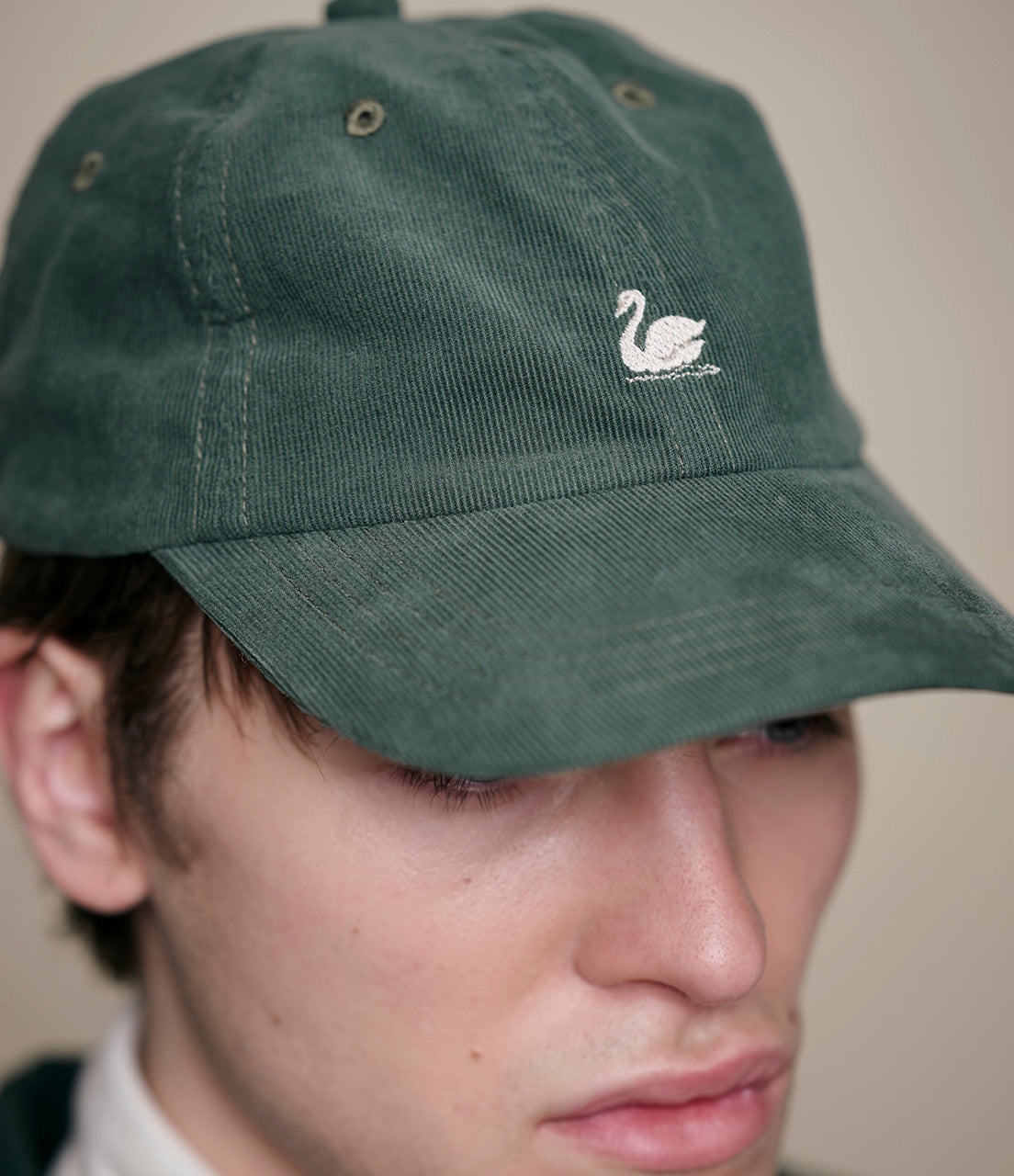 Swan Logo Cotton Cordoroy Cap - Forest