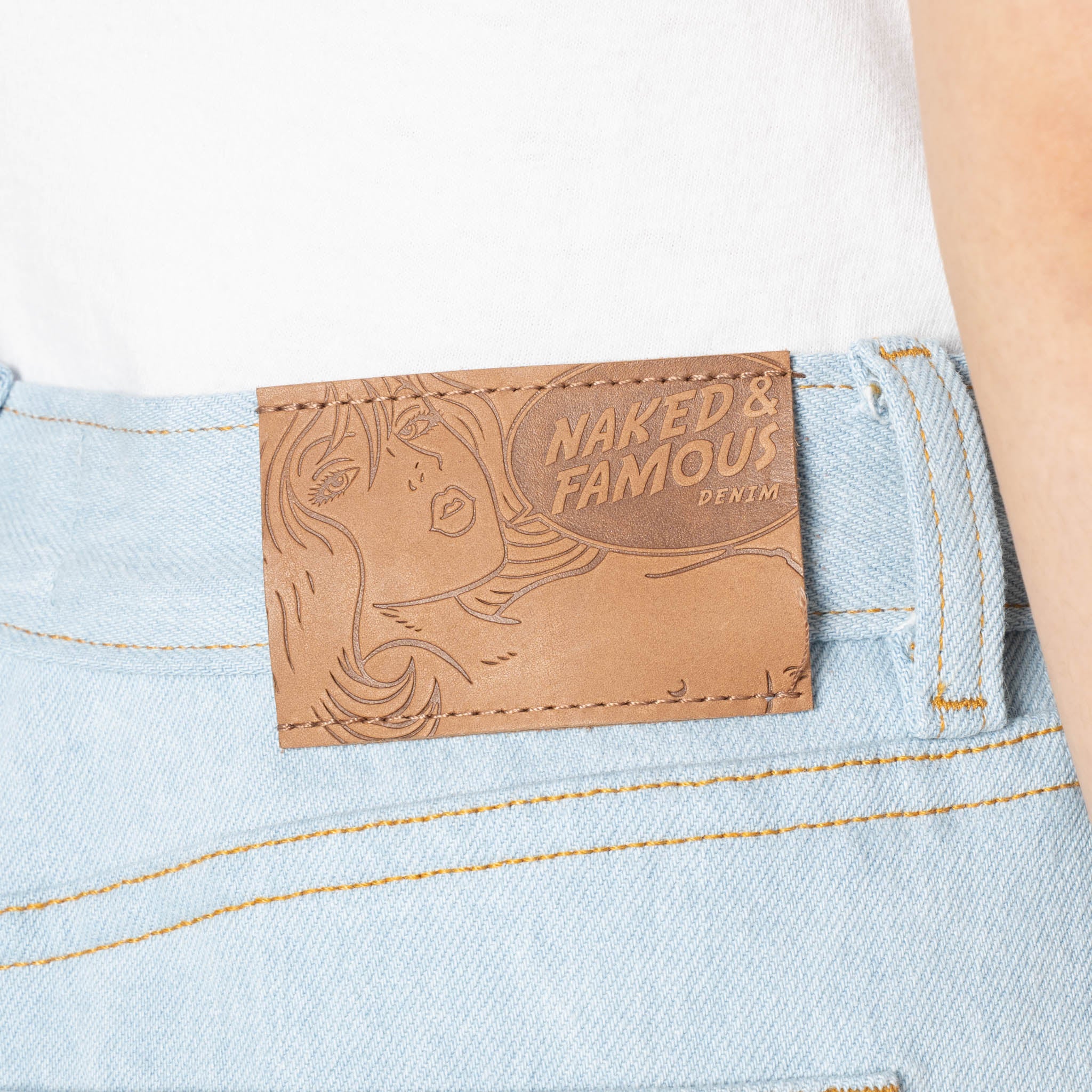Secret Agent Bleach Blue 14oz - Wide Wild West - Naked & Famous Denim