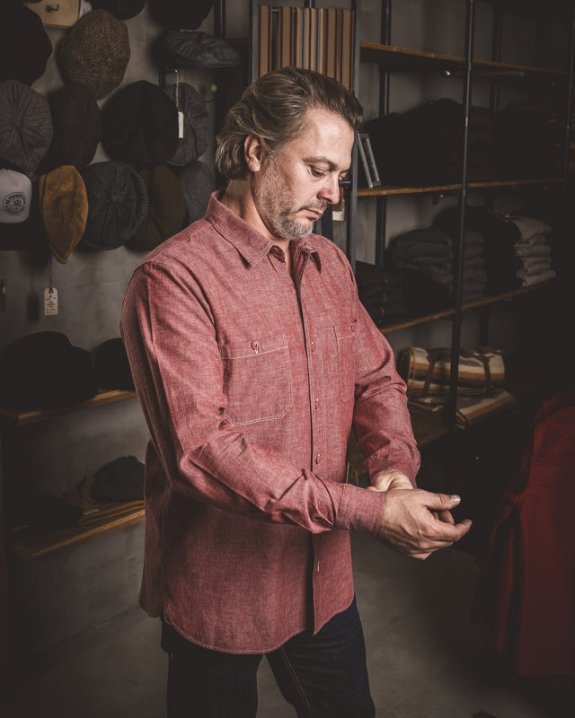 1940 USN Chambray Shirt – Harbor Red Selvedge – Pike Brothers