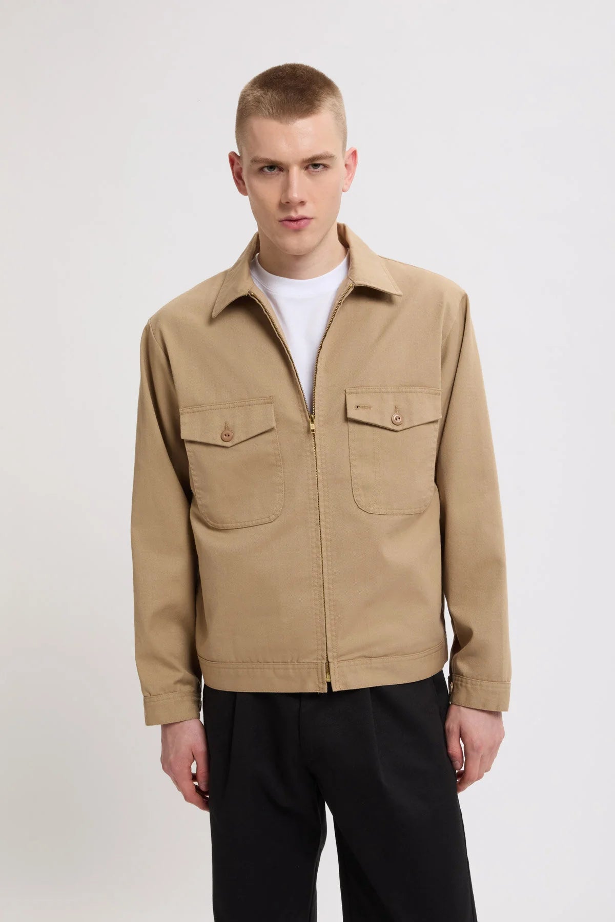 Zip Up 2pk Jacket - Bio Wash – Beige – Universal Overall
