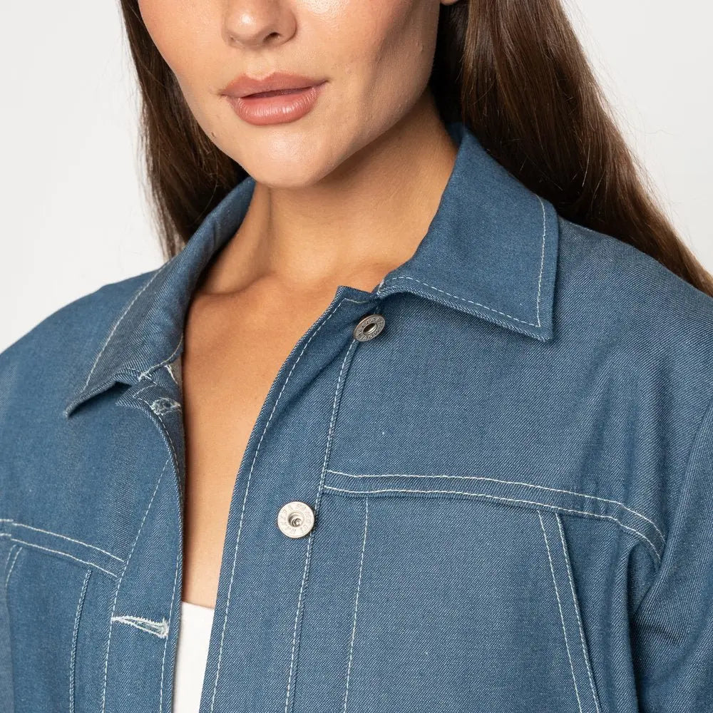 Cropped Jacket - Antique Blue Denim Stretch 9oz - Raw Denim