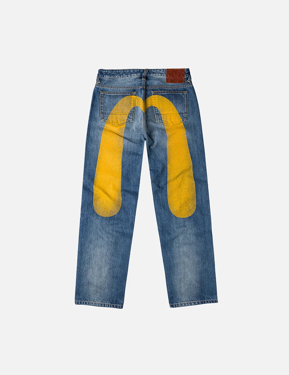2000 - Yellow Daicock Printed Jeans - Mid Tone Indigo
