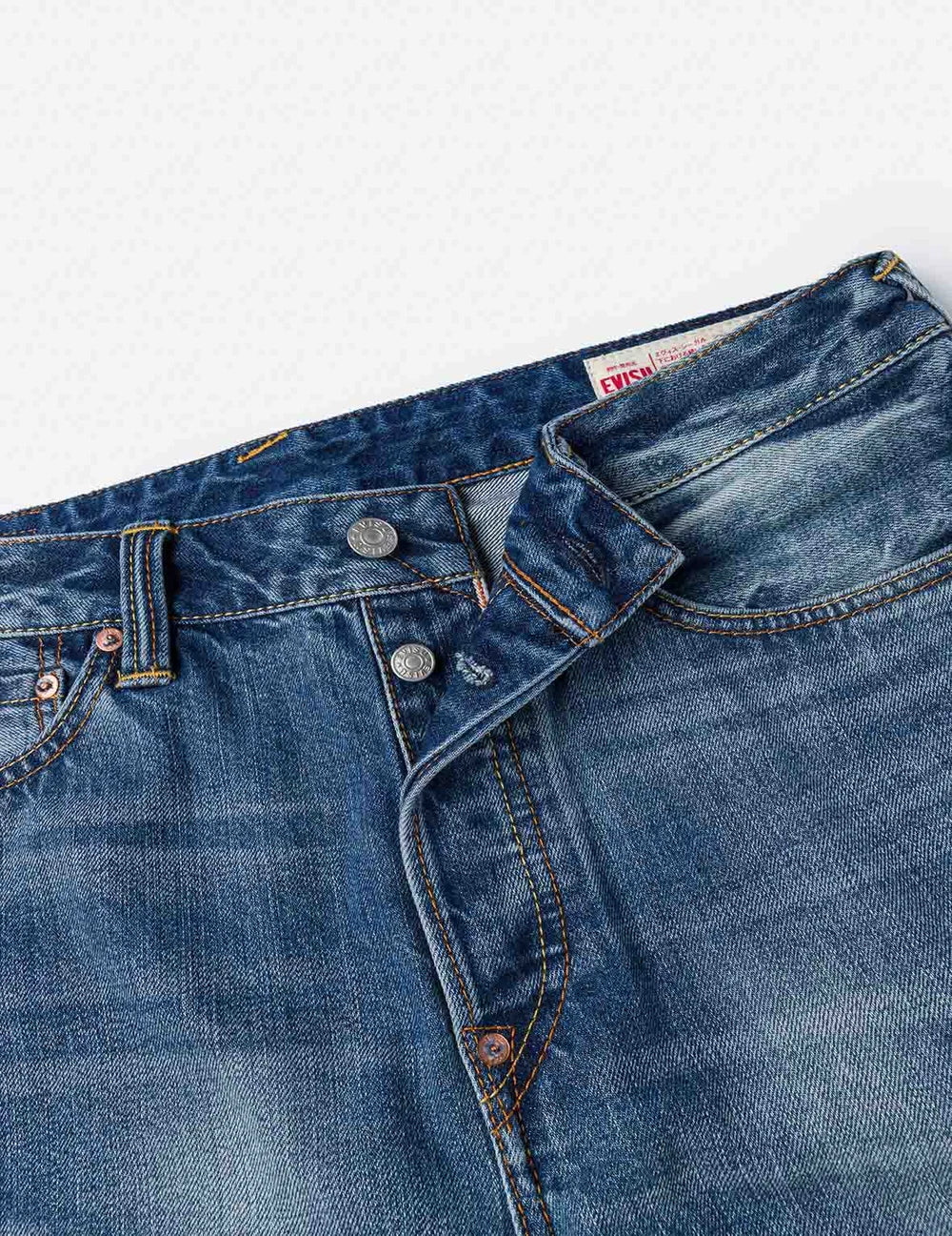 2000 - Yellow Daicock Printed Jeans - Mid Tone Indigo