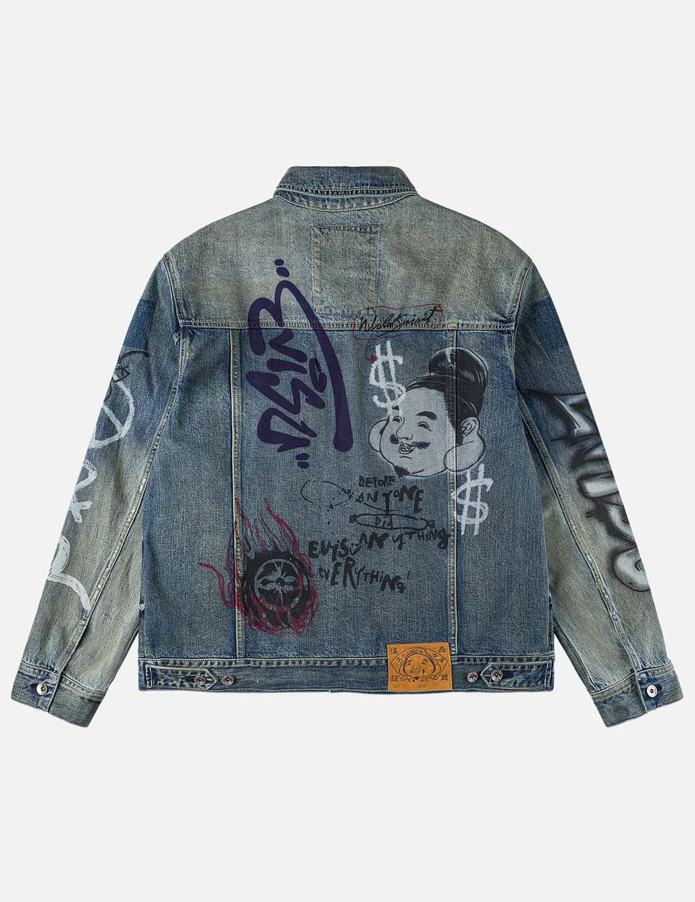 Allover Graffiti Printed Denim Jacket - Evisu