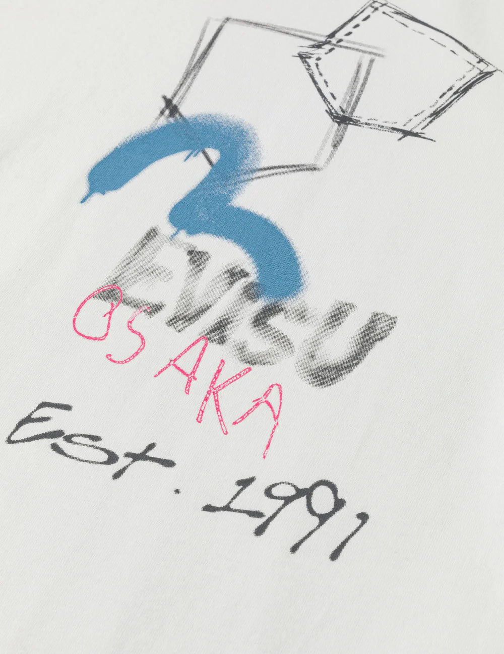 Hand-drawn Daicock and Multi-pocket Graffiti T-shirt - Cotton - White - Evisu