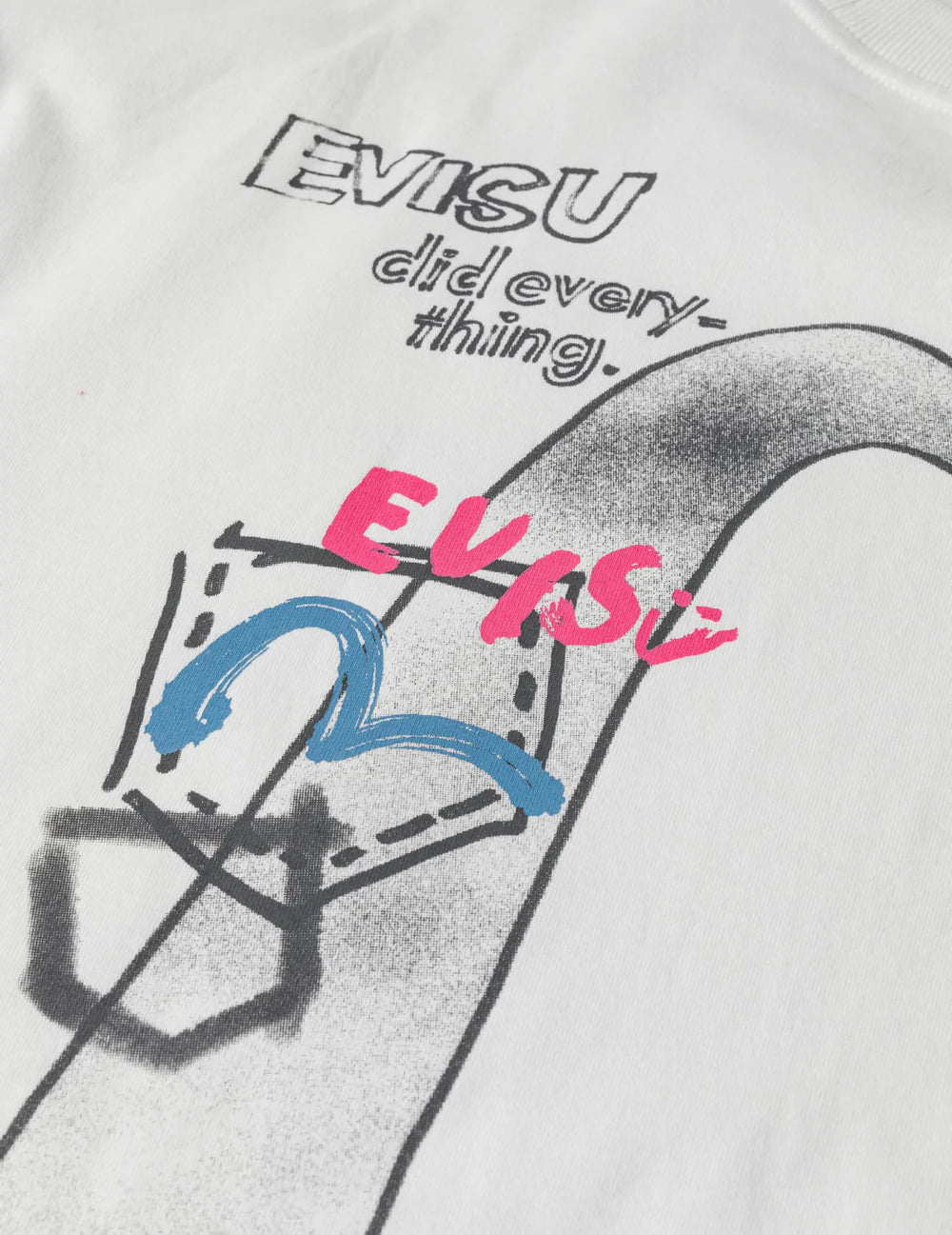 Hand-drawn Daicock and Multi-pocket Graffiti T-shirt - Cotton - White - Evisu