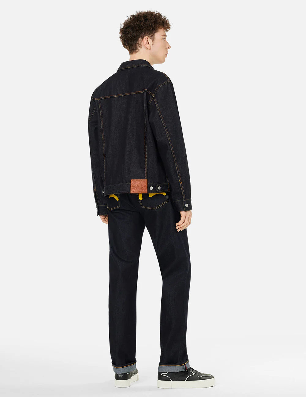Ecru Seagull Print Relax Fit Denim Jacket - Evisu