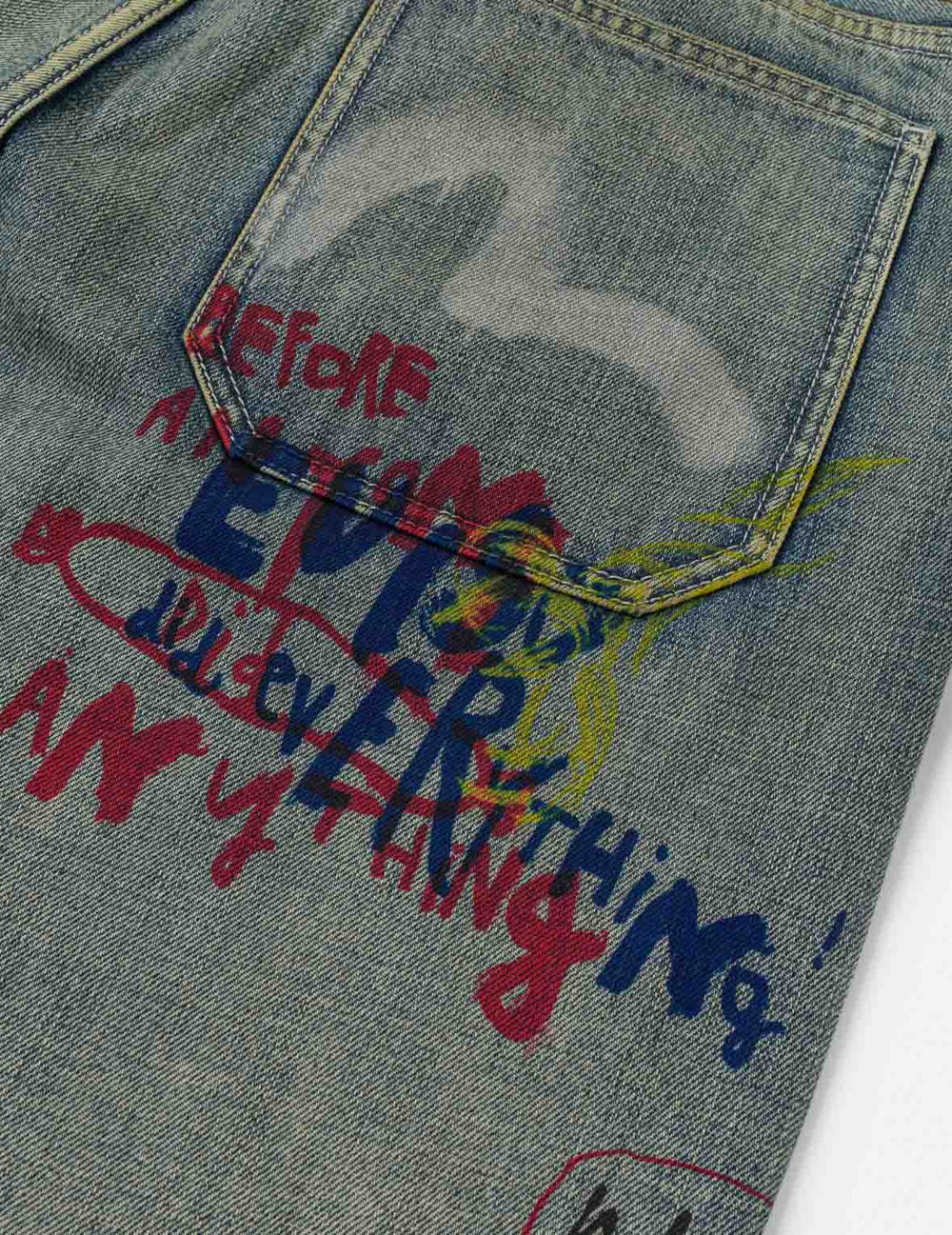 Allover Graffiti Printed Denim Jeans #2030 - Relaxed Fit - Evisu