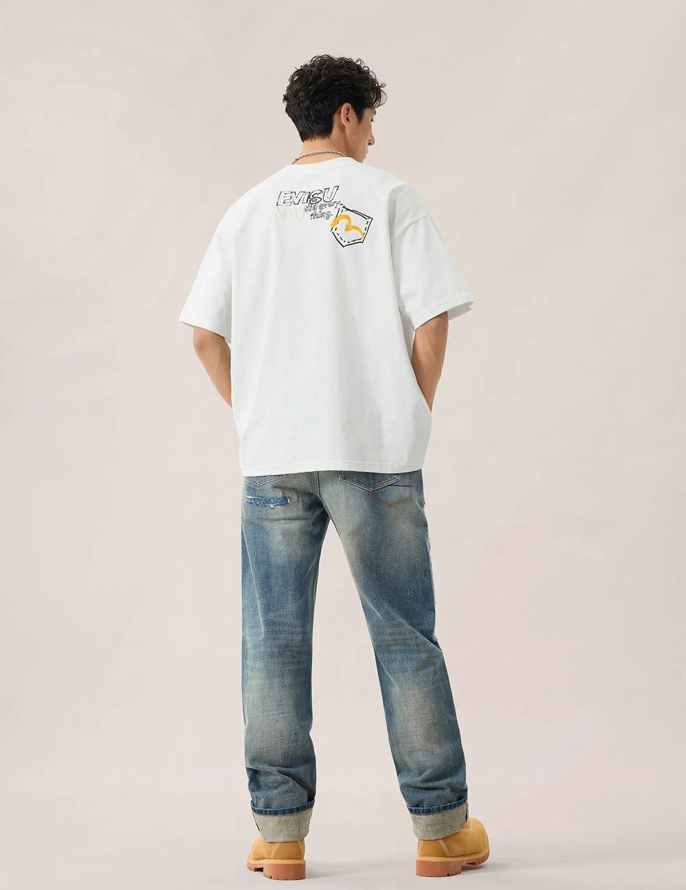 Hand drawn multi-pocket printed T-shirt - Hvit - Evisu