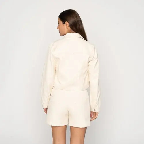 Judo Sashiko – Ecru – Cropped Denim Jacket