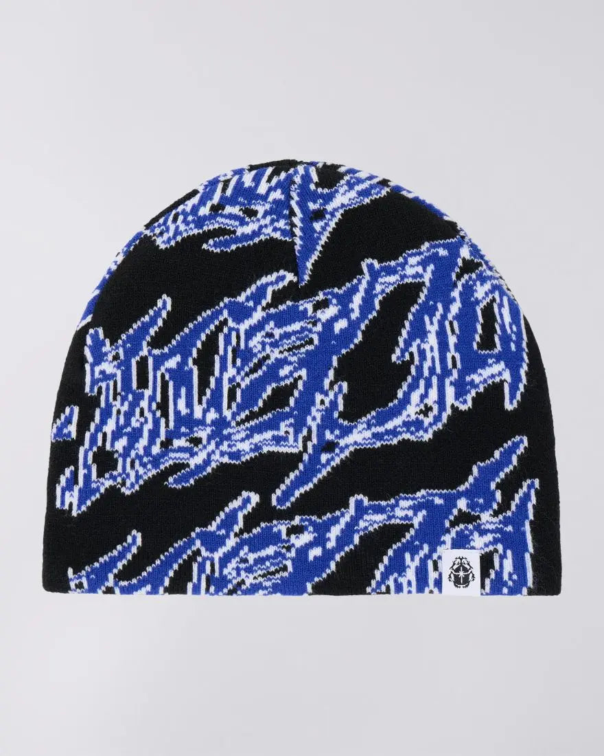 KAIRAN BEANIE - Black / Blue - Raw Denim