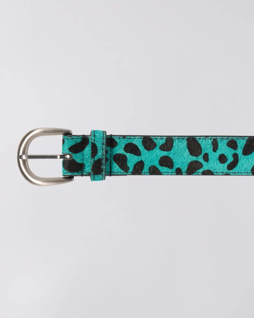 LEOPARD HAIRY BELT - Black / Baltic - Raw Denim