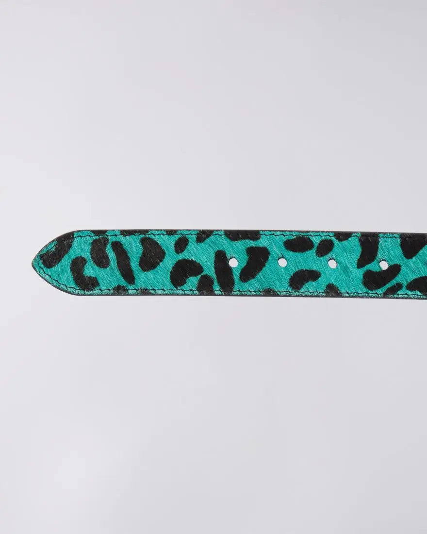 LEOPARD HAIRY BELT - Black / Baltic - Raw Denim