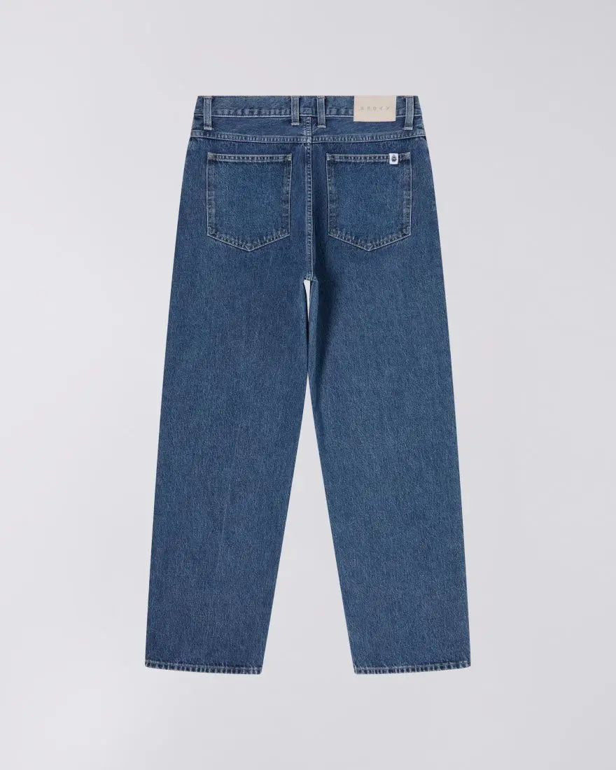 MATRIX PANT - Blue Mid Marble Wash 30'' back view featuring a loose straight-fit style in 100% cotton denim.