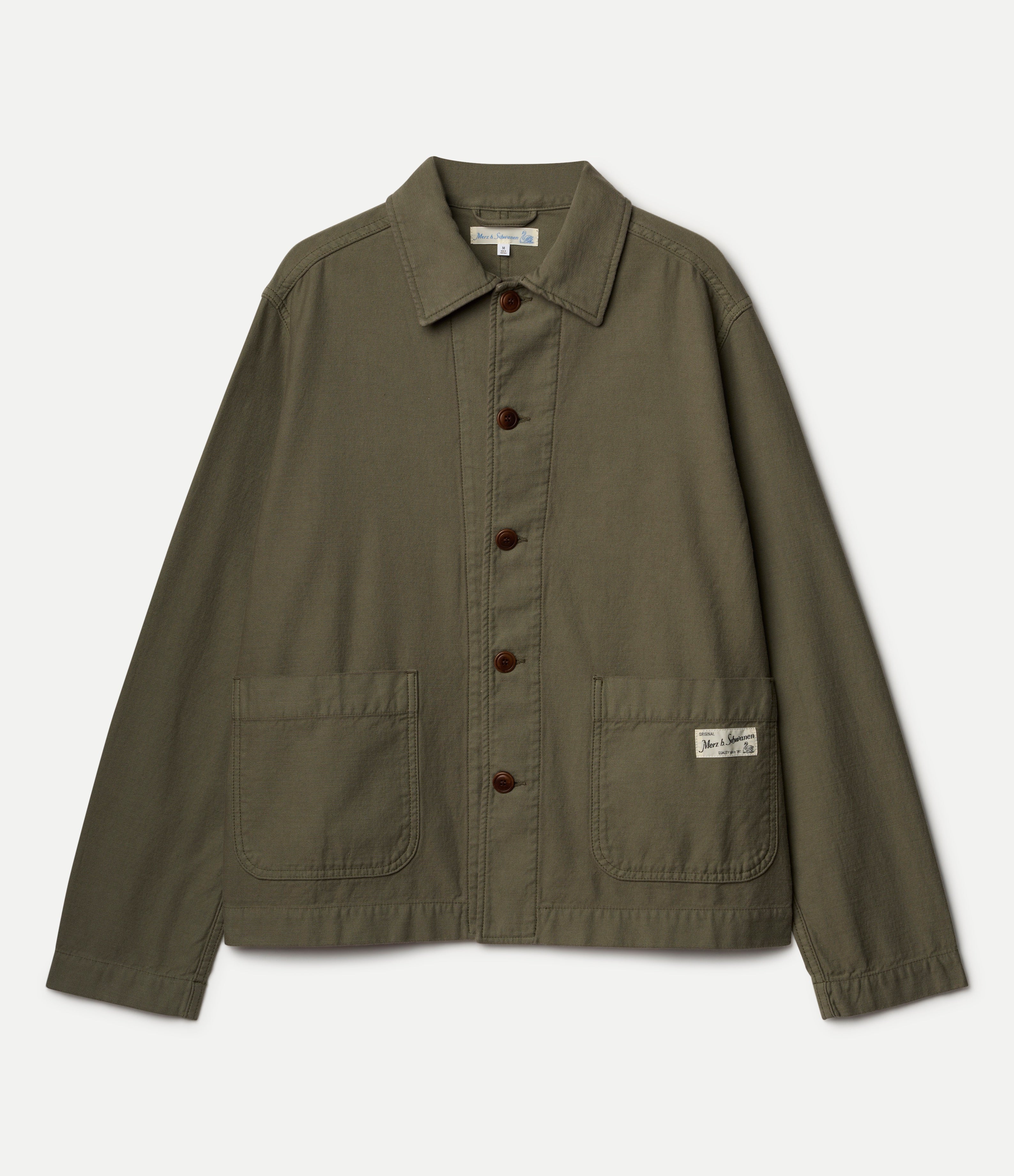 Cropped Worker's Sateen Canvas Worker's Jacket - Army Green