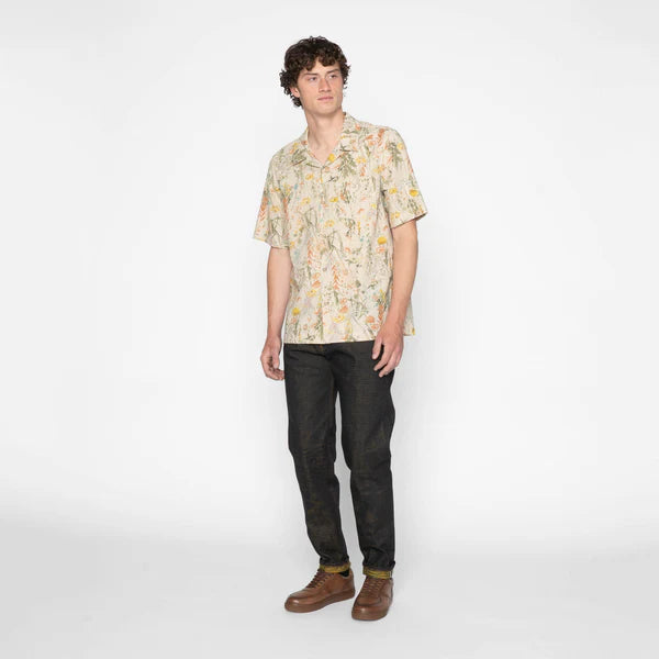 Aloha Shirt – Flowers Painting – Natural – Naked & Famous