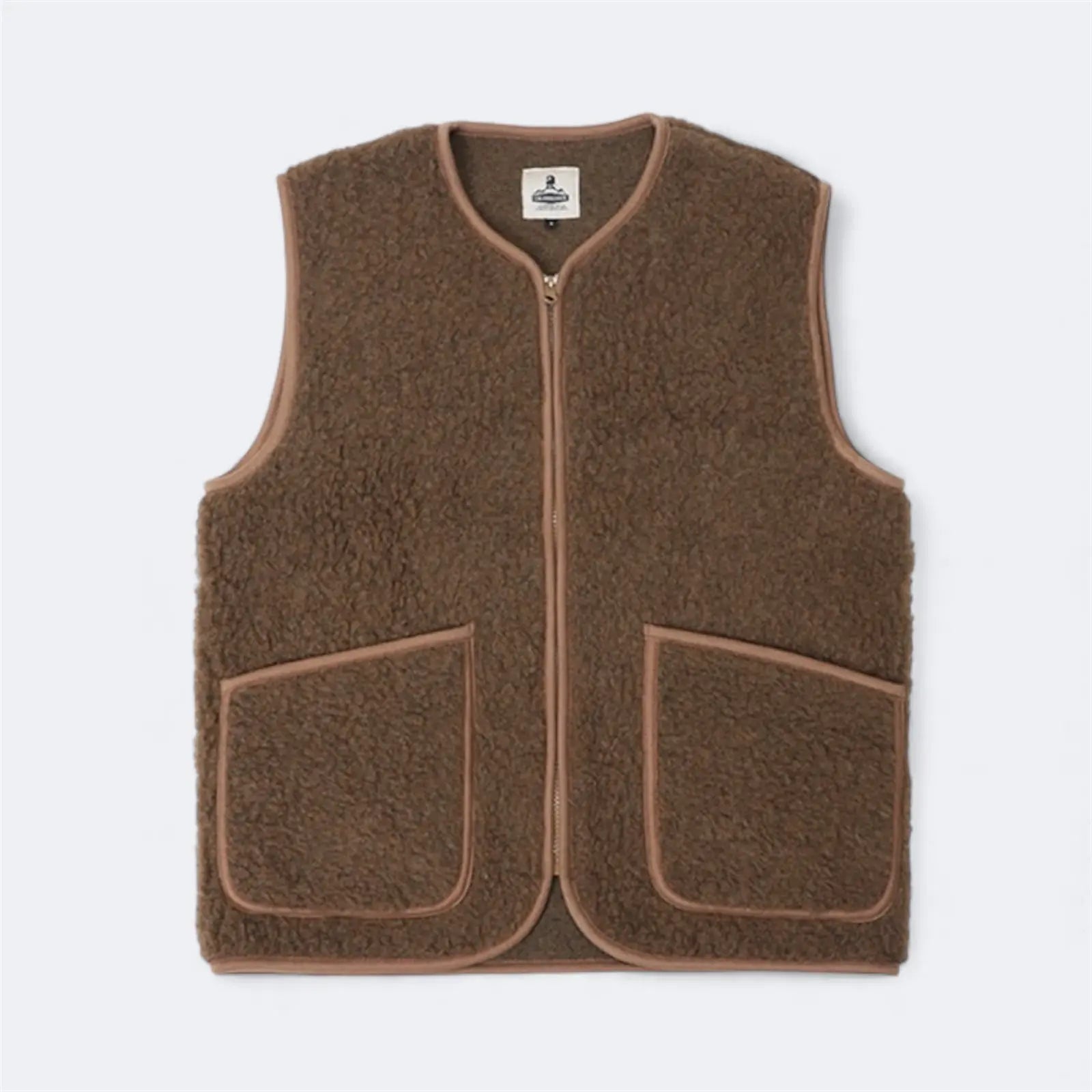PEPITKO WOOL VEST - Bark - Raw Denim