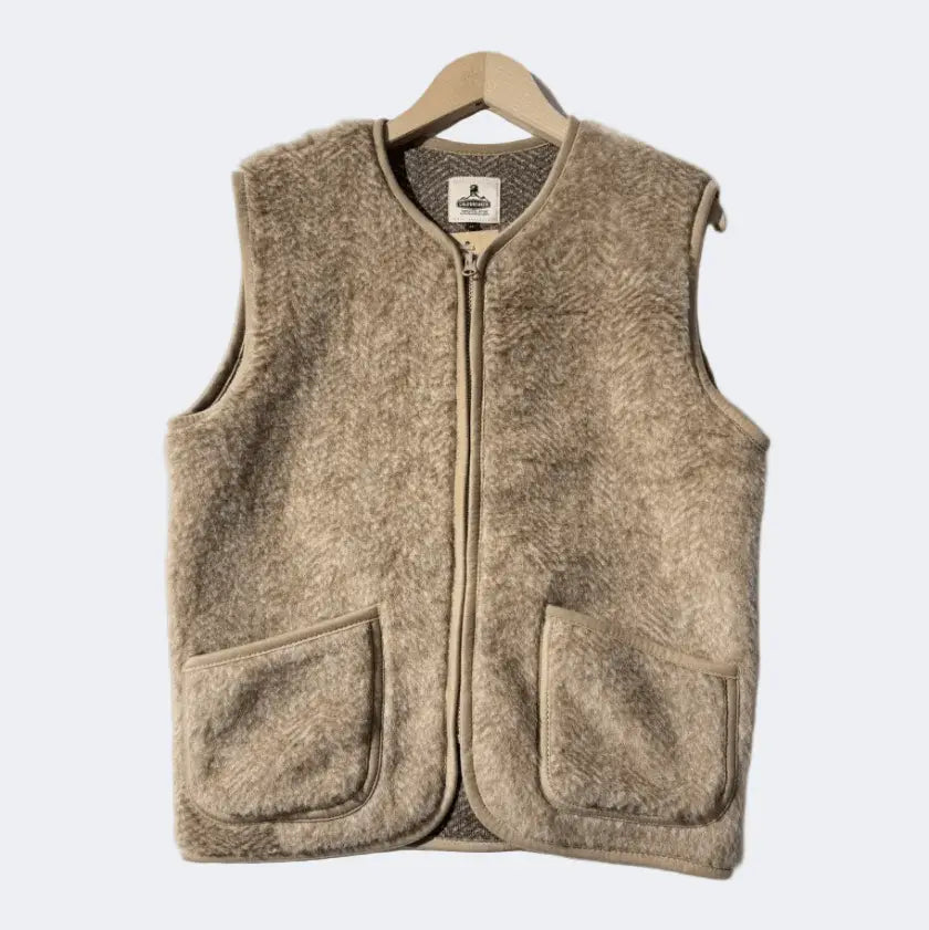 PEPITKO WOOL VEST ULTRALIGHT - Herringbone Camello - Raw Denim