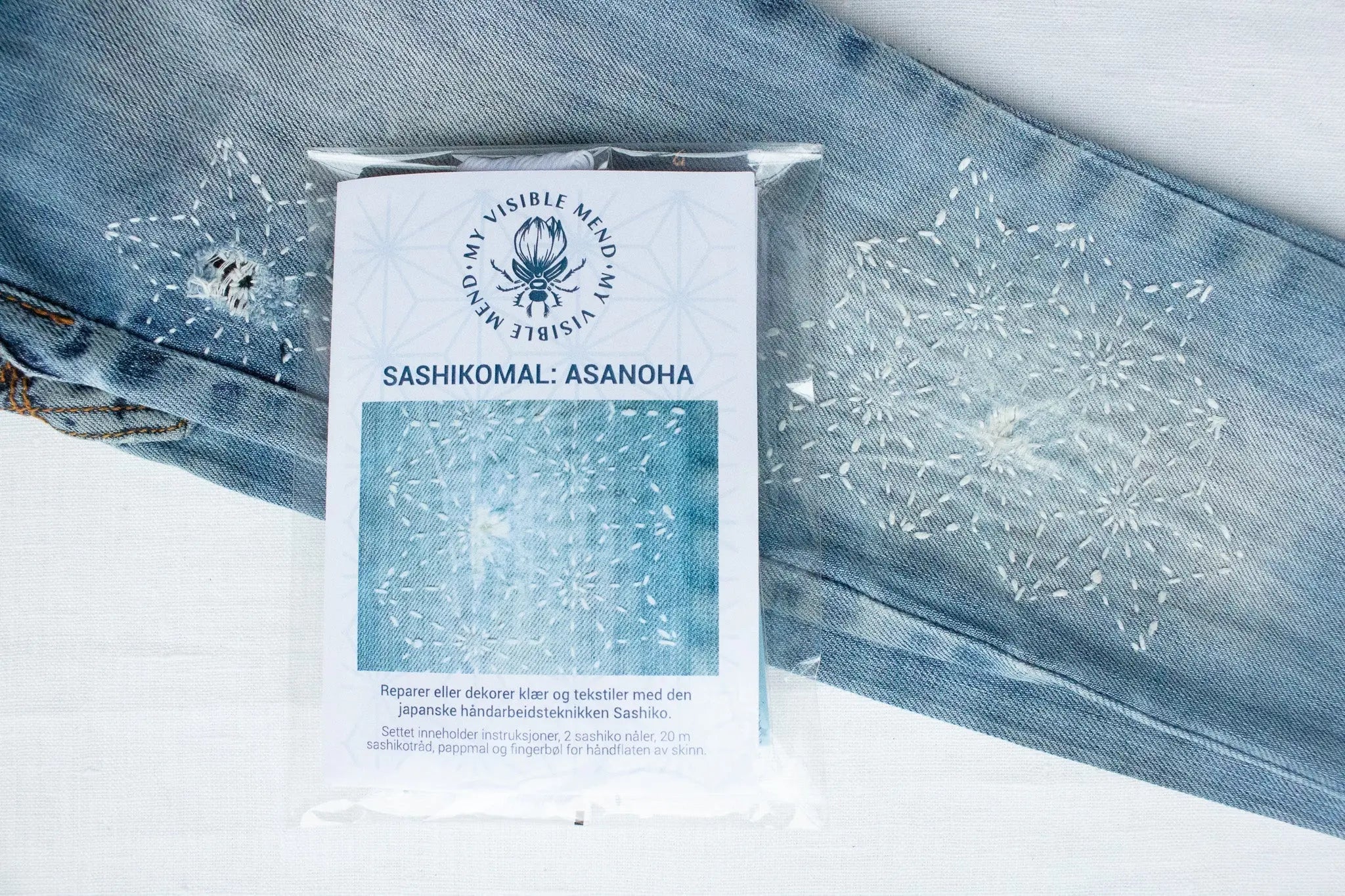 Sashiko sett: Asanoha - Raw Denim