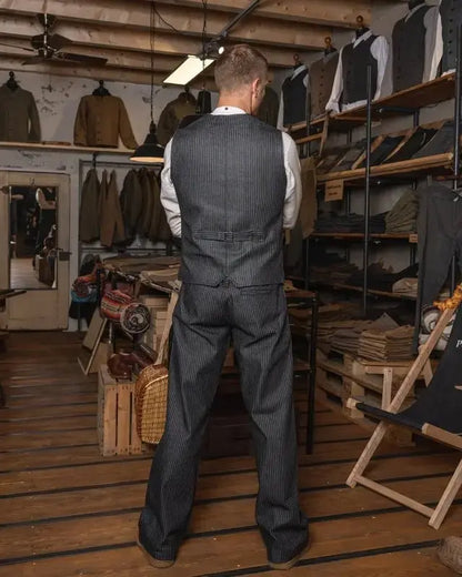 1905 HAULER VEST - Blue Wabash - Raw Denim