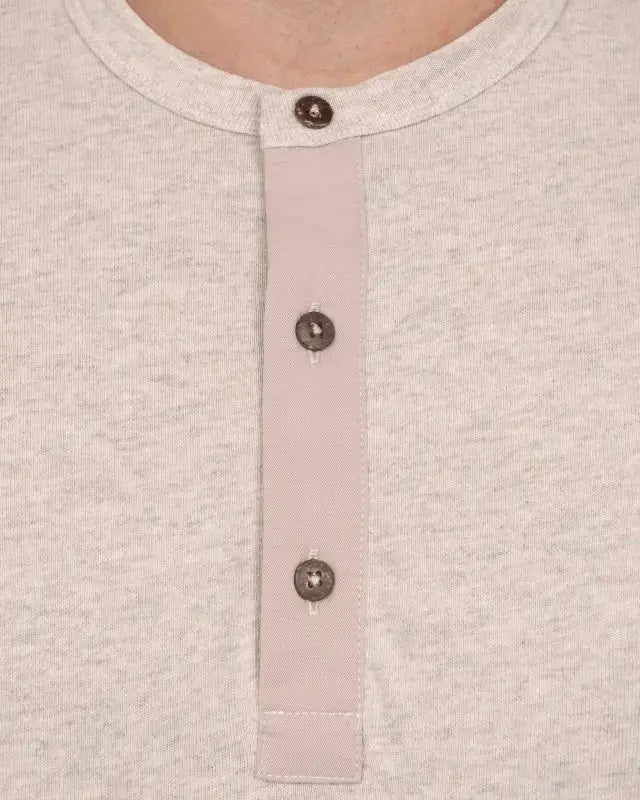 1927 HENLEY SHIRT LONG SLEEVE - Ecru Melange - Raw Denim