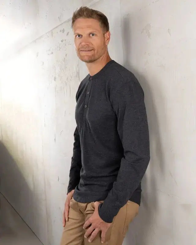 1927 Henley Shirt Long Sleeve – Iron Grey