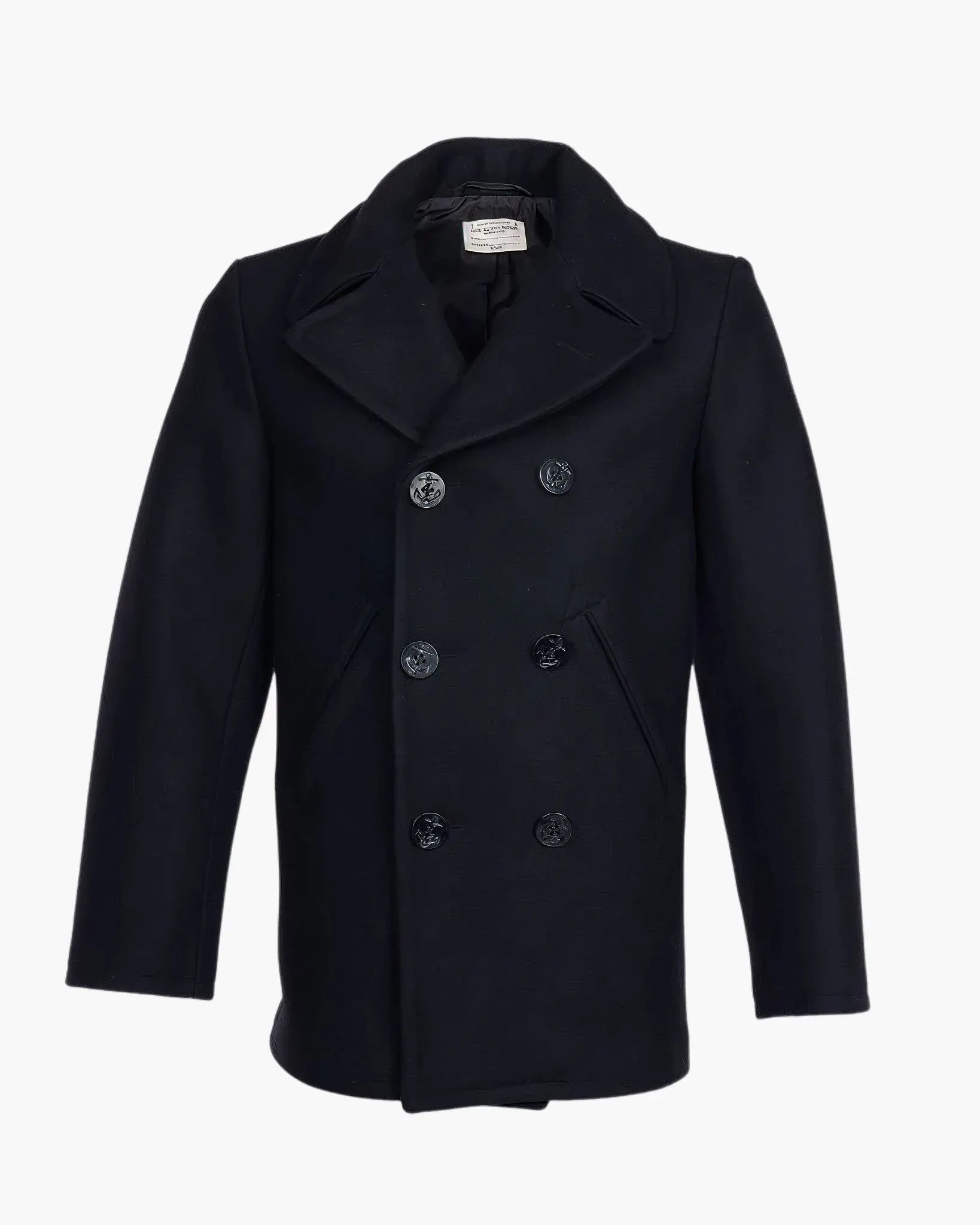 1938 PEA COAT WOOL - Black - Raw Denim