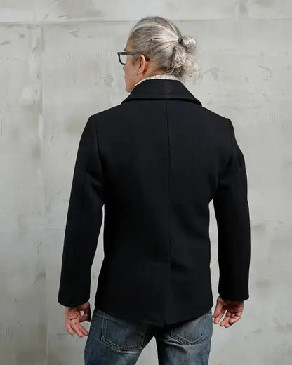 1938 PEA COAT WOOL - Black - Raw Denim