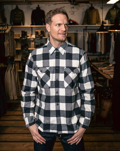 1943 CPO SHIRT - Buffalo White Flannel - Raw Denim