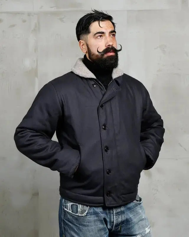 1944 N1 DECK JACKET - Elephant Skin Asphalt - Raw Denim