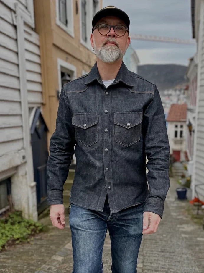 Western Shirt - 14.6oz Raw Selvedge Denim - Indigo - Bergen Denim