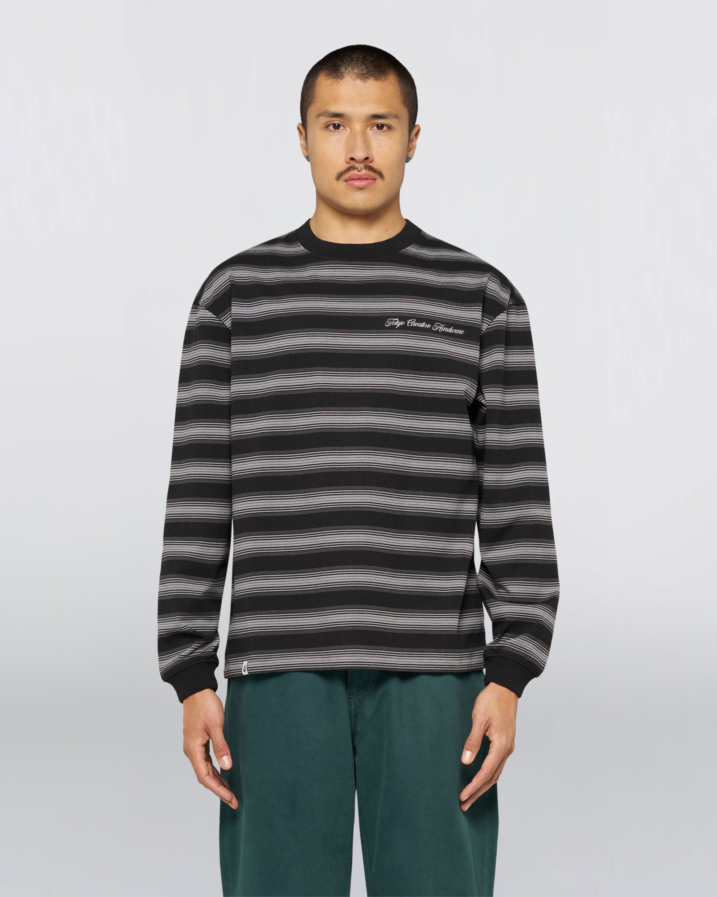 Bolton T-Shirt LS – Ecotec Bomull & Resirkulert Polyester (240g) – Black / Grey – EDWIN