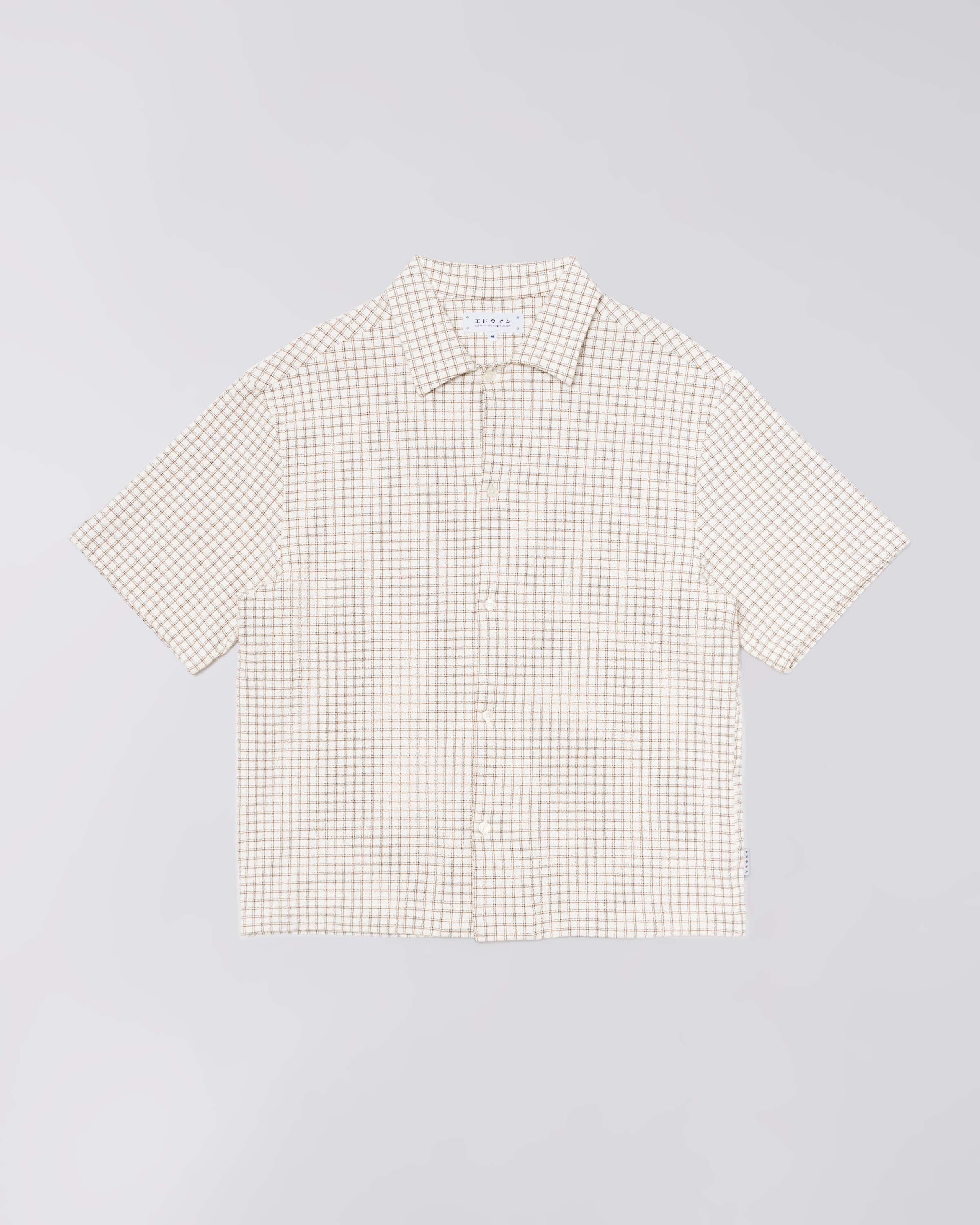 Zed Shirt SS – Checked Waffle (200g) – White / Brown – EDWIN