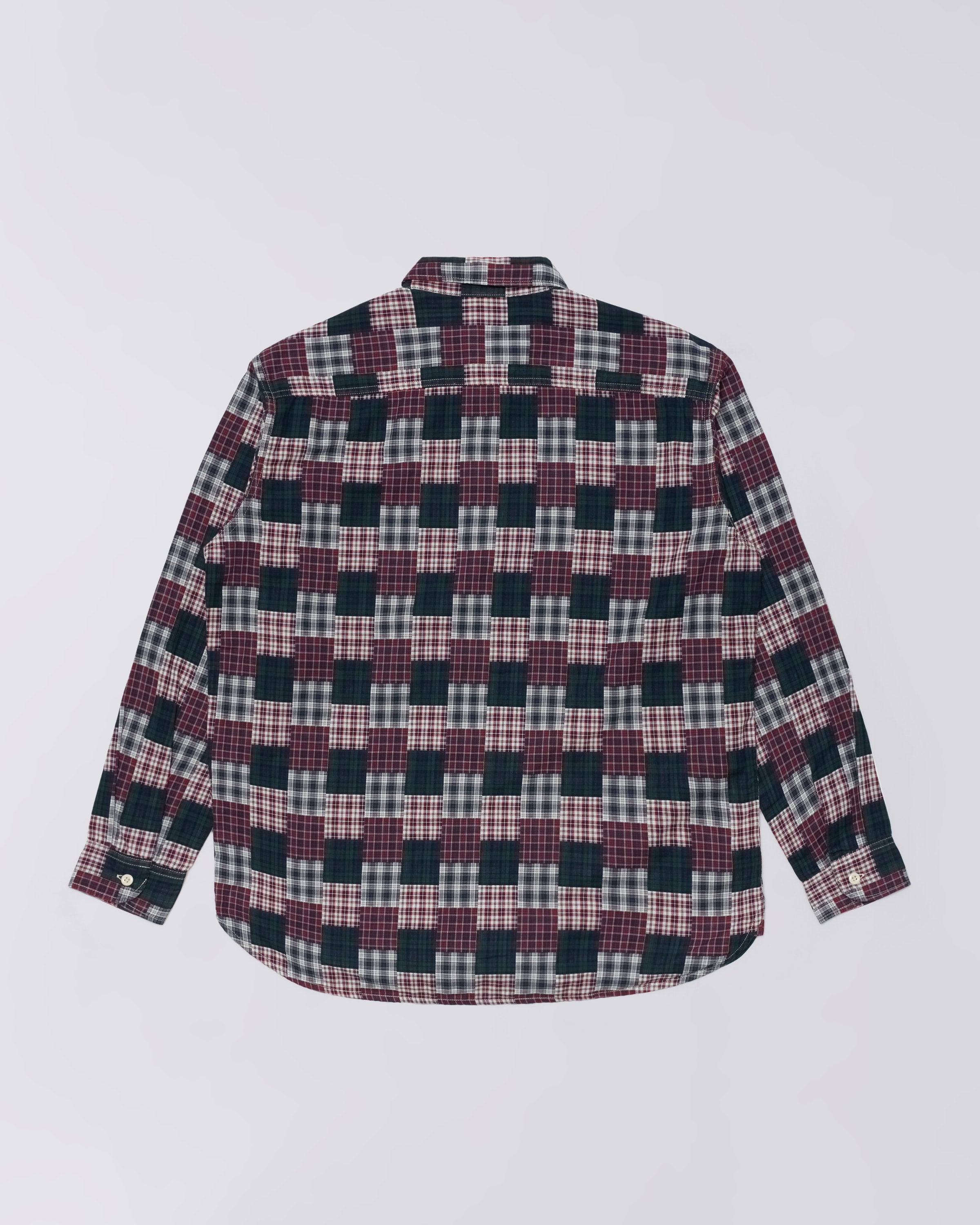 Work Shirt – Random Patchwork Dobby (147g) – Green / Red – EDWIN