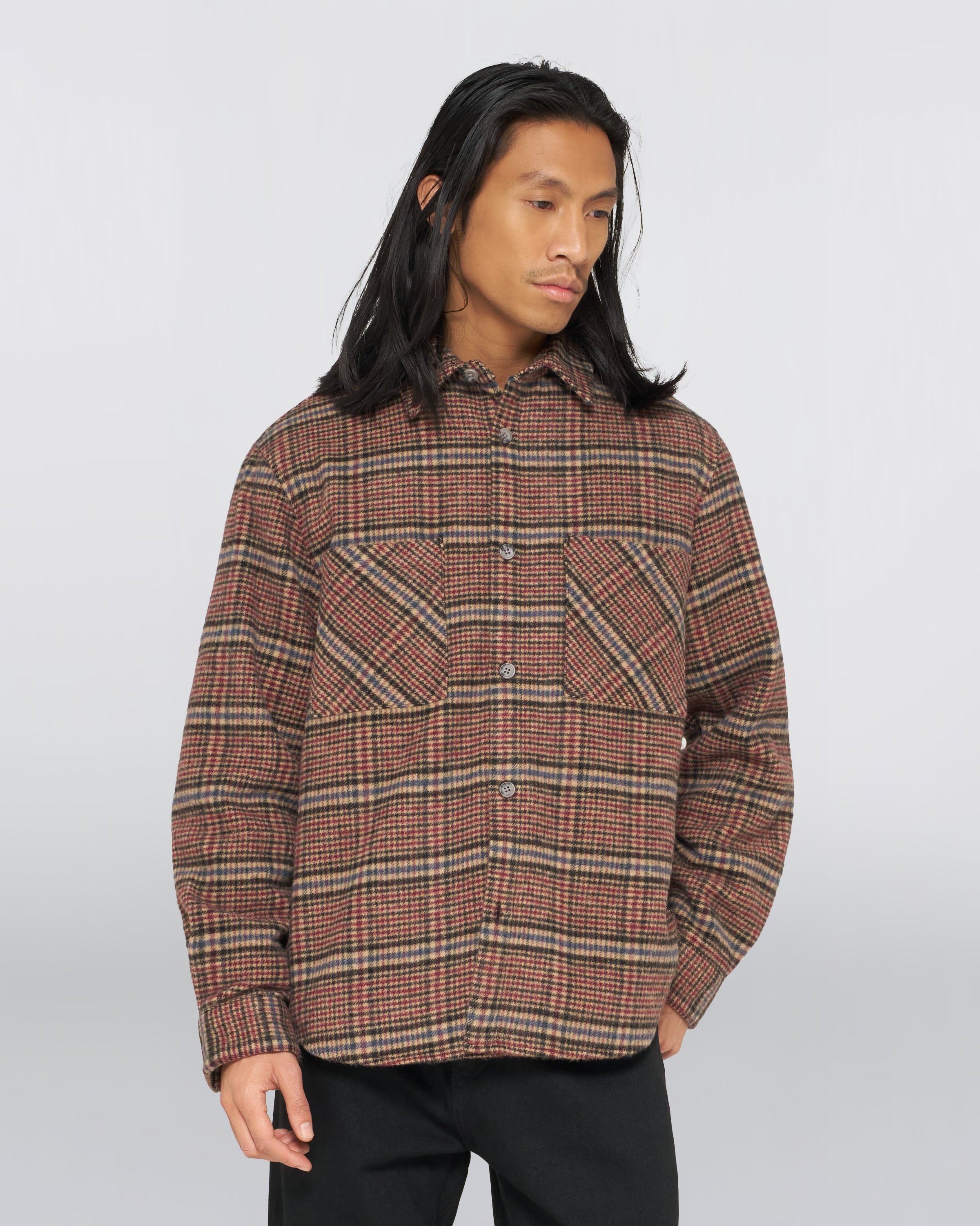 Julius Shirt LS - Burgundy/Blue