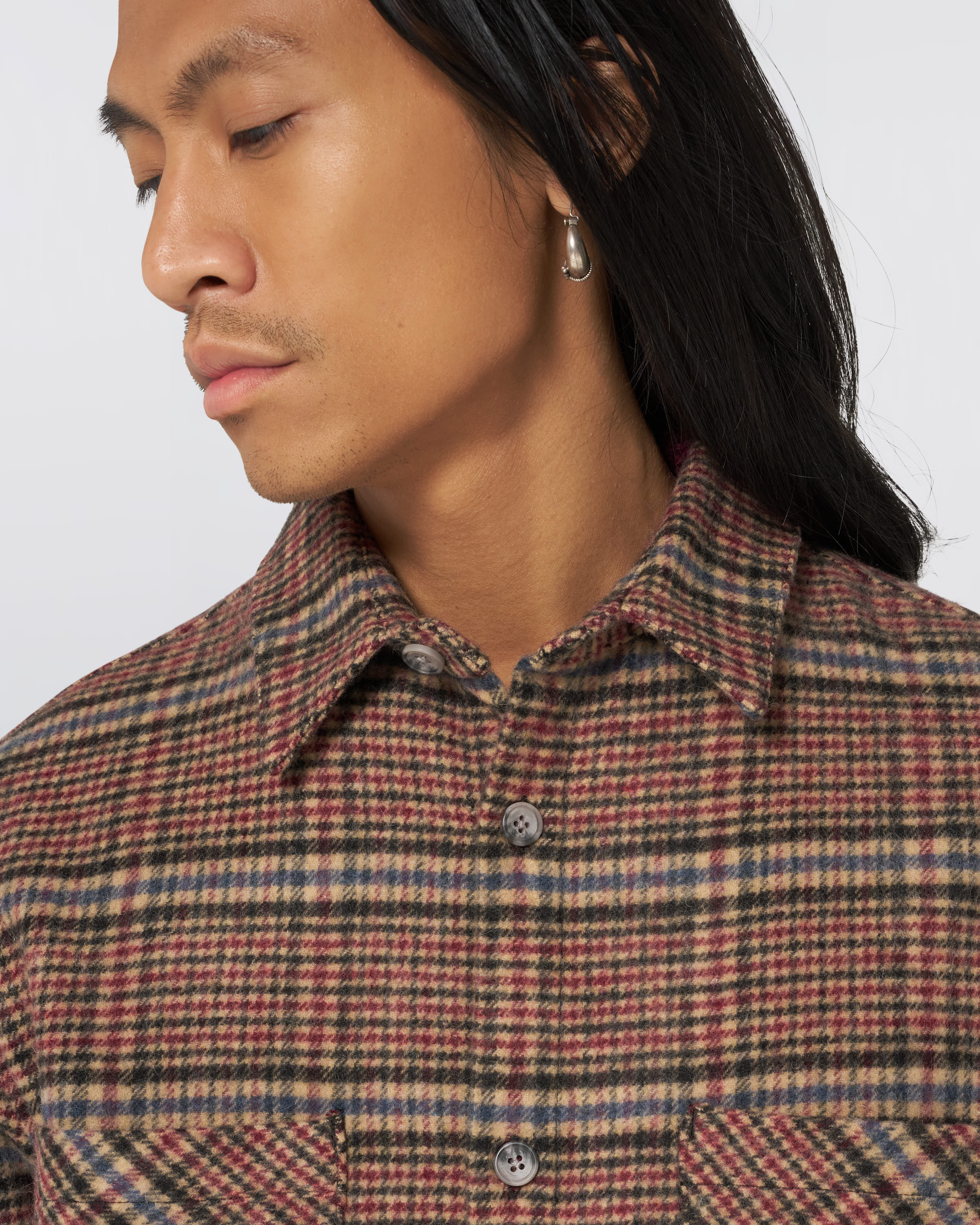 Julius Shirt LS - Burgundy/Blue